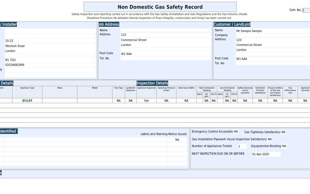 Commercial Gas Certificates London