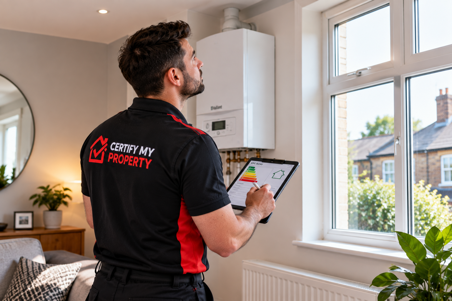 EPC Survey Inspector in Modern Home in London Checking Energy Efficiency